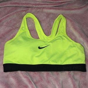 Nike Pro Dri fit neon yellow sports bra size M